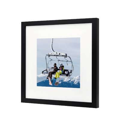 Decorative Square Black Wooden Photo Picture Frame with White Mat