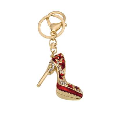 Crystal Enamel Sexy High Heel Shoe Metal Keychain