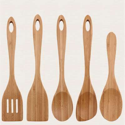 Natural Bamboo wood  kitchenware spatula and spoon set