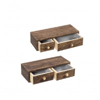 wood Floating Shelf with Drawer Wall Mounted